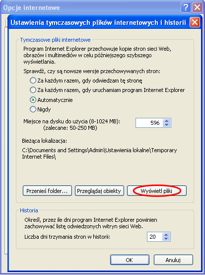 Sprawdzanie plików cookie w przeglądarce Internet Explorer